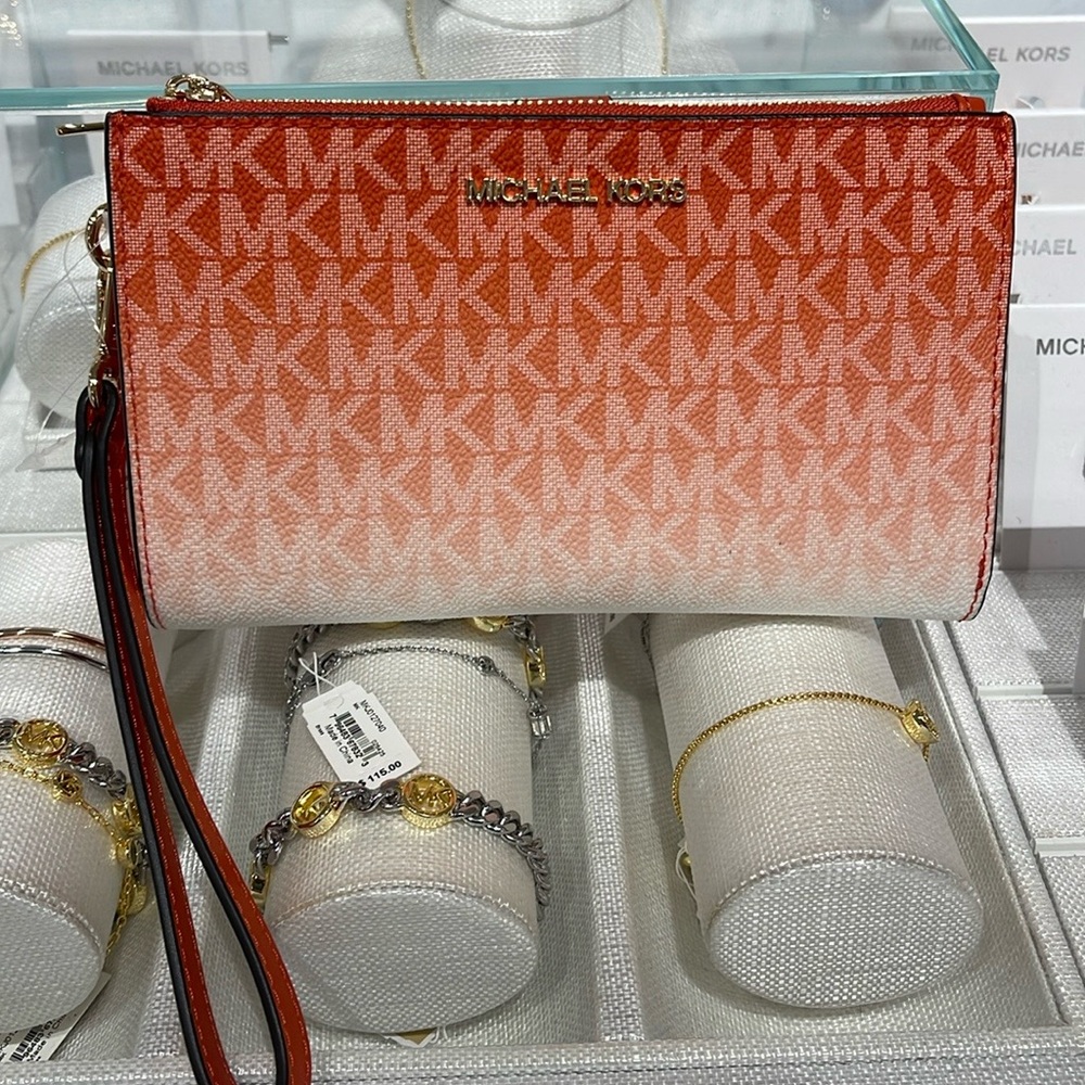 Michael Kors Jet Set Large Ombré Signature Logo Wristlet Smartphone Holder Wall - Picture 4 of 16